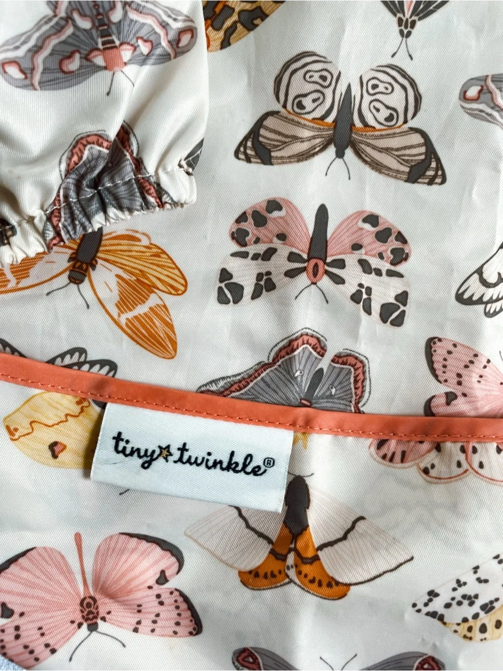 TINY TWINKLE Tiny Twinkle Mess Long Sleeve Bib Apron Art Food Butterfly Moth